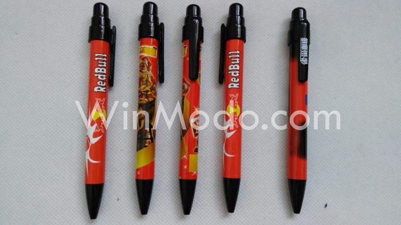 Full color imprinted pen. red bull pens